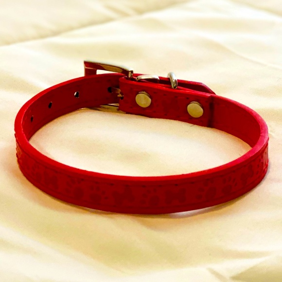 Small Dog Collar - Pink Faux Leather - Picture 3 of 8